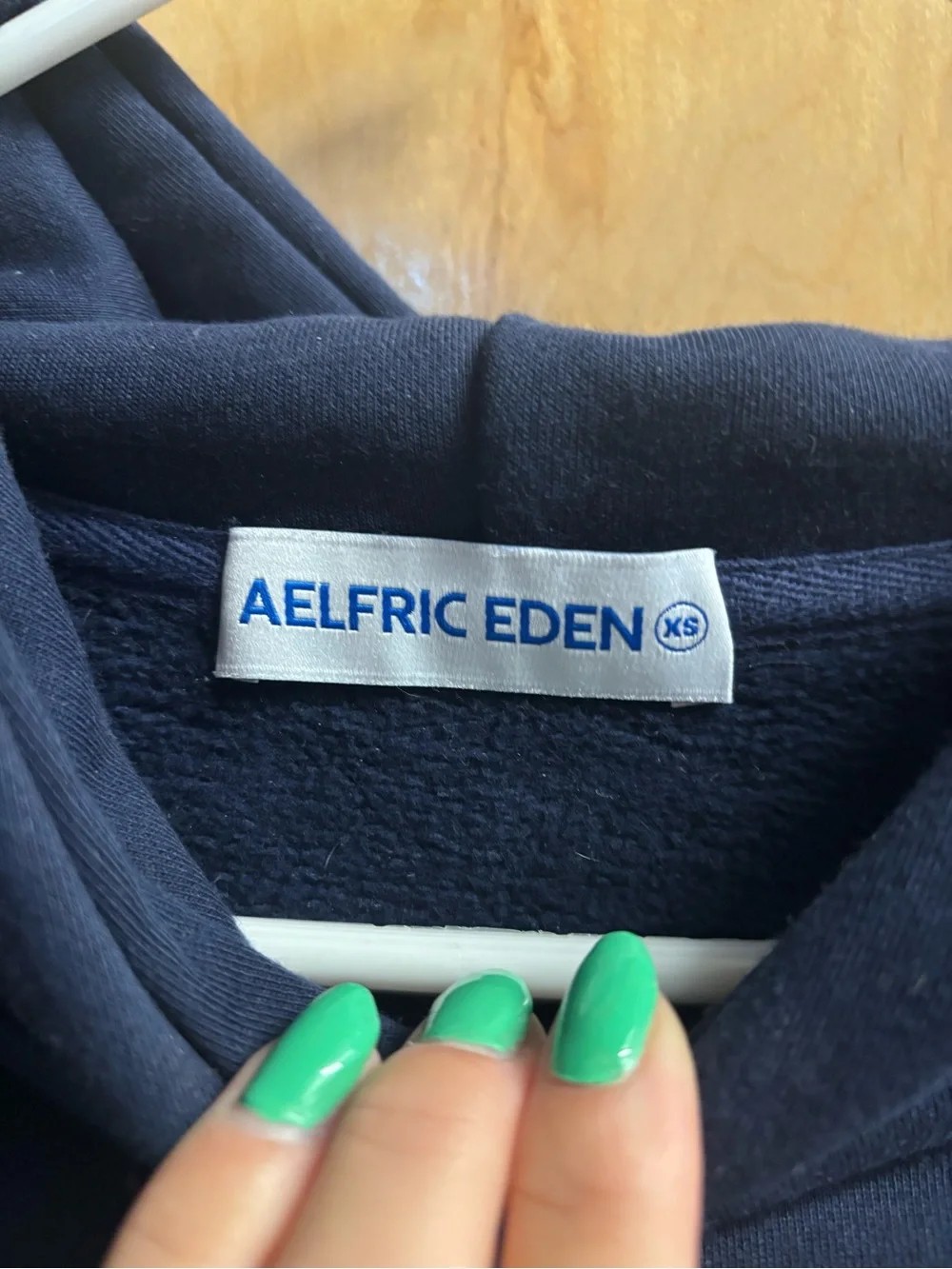 Aelfric Eden Navy Crewneck Hoodie with Cream Star Appliqués